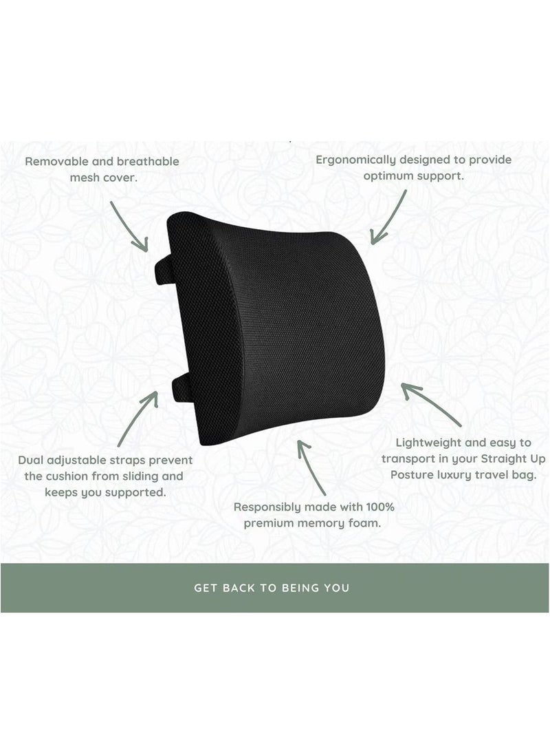 UREVO Lumbar Support Pillow Ergonomic Memory Foam for Back Support and Pain Relief for Office Chair Cushion Car Seat Cushion Back Pillow Black - Image 2