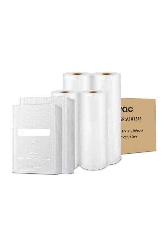 Wevac Vacuum Seal Rolls and Vacuum Seal Bags Multipack Set, Precut Bags and Rolls Ideal for Food Saver, BPA Free, Commercial Grade, Great for Storage, Meal prep and Sous Vide, - Image 1