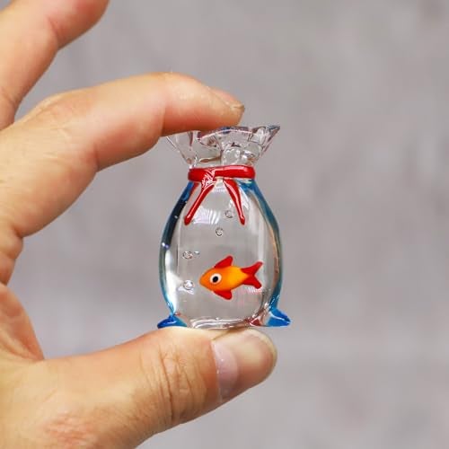 RillyRellow Miniature Glass Goldfish Tiny Goldfish in a Bag Dollhouse Glass Red Fish Figurine for Aquarium Fish Ornament Dollhouse Miniature DIY Seaworld Ocean Lover 1PCS - Image 5