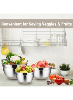 TeamFar TeamFar Khaki Mixing Bowls, Stainless Steel Metal Nesting Salad Bowls with Airtight Lids Set of 5, Healthy & Heavy Duty, Non-slip Bottom & Airtight Lid, 7/3.5/2.5/1.5/1 QT  - Image 4