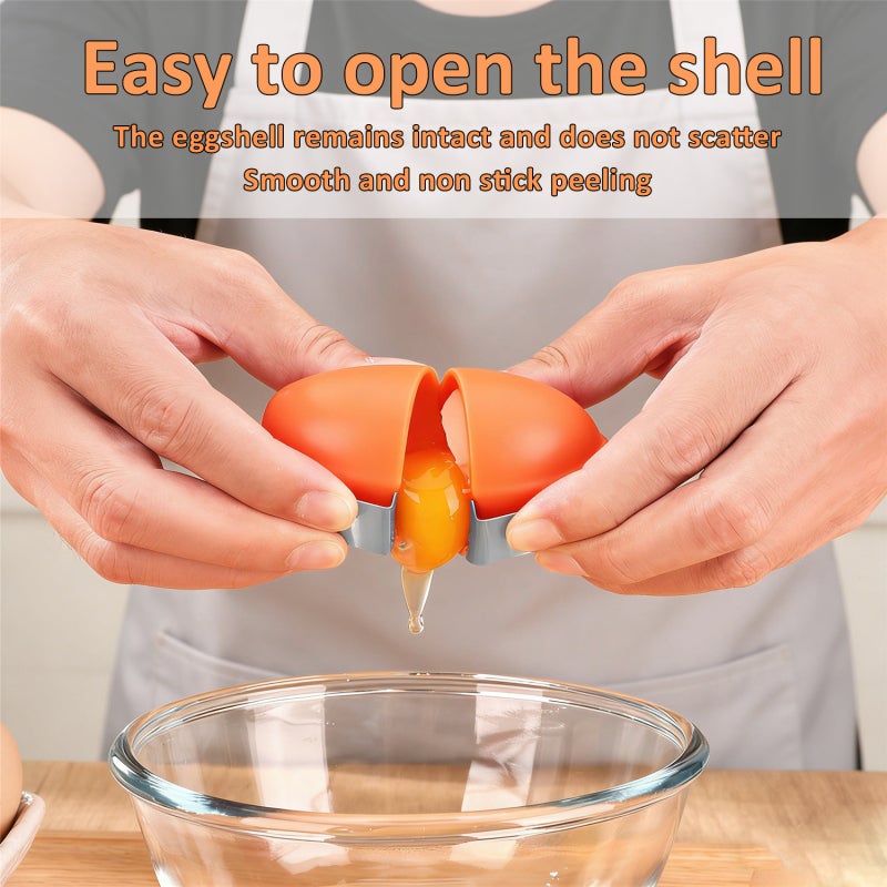 2026 New Egg Shell Opener, Stainless Steel Multifunctional Egg Cracker , Egg Separator, Raw & Hard Boiled Egg Peeler Kitchen Gadget(Yellow 2Pcs) - Image 5