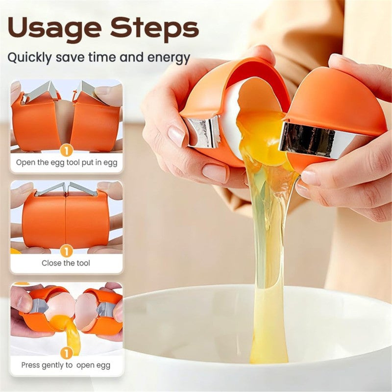 2026 New Egg Shell Opener, Stainless Steel Multifunctional Egg Cracker , Egg Separator, Raw & Hard Boiled Egg Peeler Kitchen Gadget(Yellow 2Pcs) - Image 2