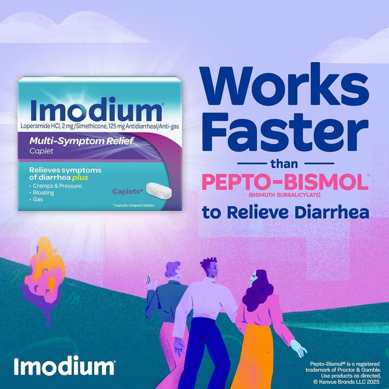 IMODIUM أقراص تخفيف الأعراض المتعددة، لوبيراميد هيدروكلوريد وسيميثيكون دواء مضاد للإسهال لتخفيف الإسهال والغازات والانتفاخ والتقلصات والضغط، مؤهل لـ HSA/FSA، 18 حبة - Image 5