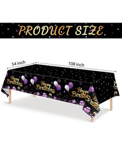 Breling 3 Pack Birthday Party Supplies Confetti Sprinkles Happy Birthday Tablecloths Starry Table Covers For Kids Adults Birthday Party Decorations 54 X 108 Inches (Purple And Black)  - Image 2