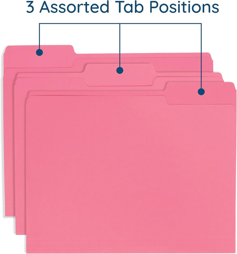 Blue Summit Supplies 100 Pink File Folders, Letter Size with 1/3 Tab, Durable 11pt Paper, Pink File Folder 100 Pack, Holds Letter Size Documents - Image 4