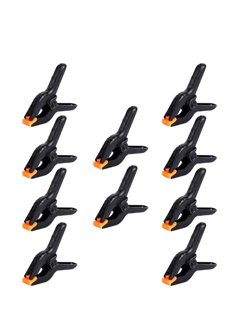 Spring Clamps, 3.5inch Plastic Clips, Small Backdrop Professional Clamps Heavy Duty, Clips for Crafts, Stand, Home Improvement, Photography Studios 10Pack Black