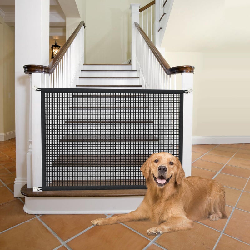 Dog Gate for Stairs Pet Gates for The House Dog Gate Indoor Dogs Screen Mesh Gate for Doorways Stairways 29 inches Tall 30 inch Wide Fits Openings 24 to 27 Wide