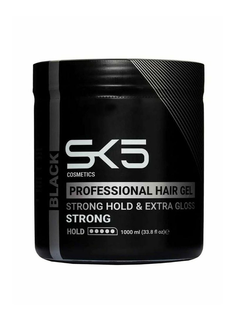SK5 COSMETICS Black hair gel for strong hold and attractive shine 1000ml