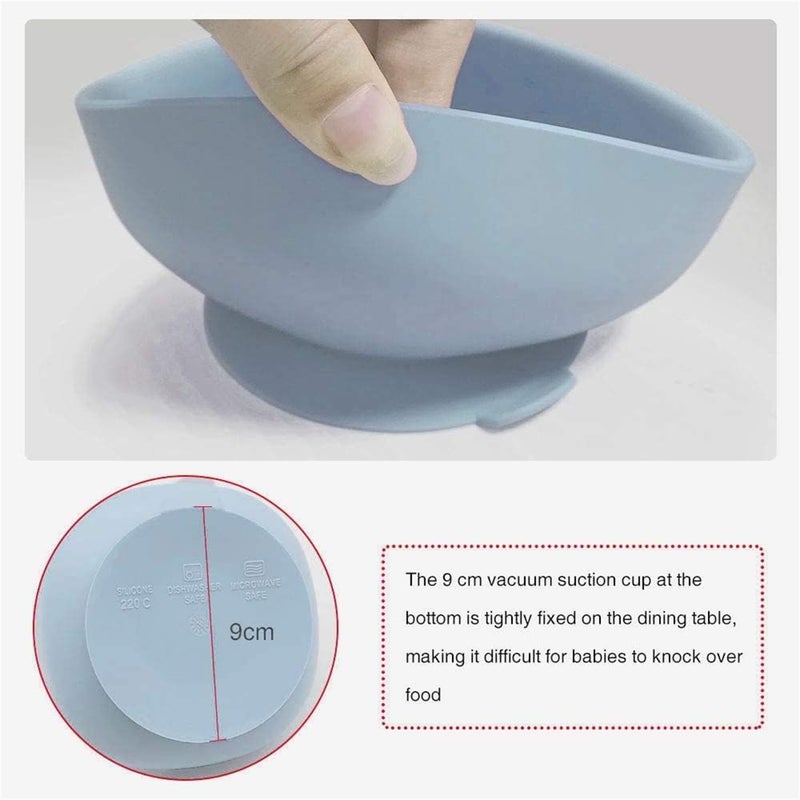 Luckam Suction Bowls for Baby, Baby Led Weaning Spoon and Fork, Baby Dishes and Utensils Set for Toddlers, Silicone Baby Feeding Set 6-12 Months, Blue - Image 5