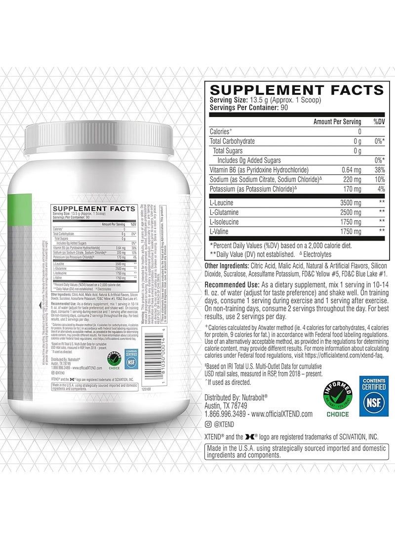 اسكتيند مسحوق BCAA الأصلي بدون سكر مع إلكتروليتات للترطيب وإصلاح العضلات، مكمل بعد التمرين، بنكهة التفاح الأخضر نوكاوت – 90 حصة - Image 3