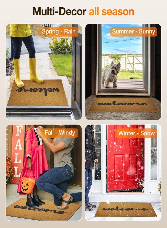 SAKSUN Front Door Mat Outside Entrance: Welcome Mat Faux Coir Doormat 36''x 24'' Waterproof Non-Slip Dirt Trapper Back Doormat - Fall Door Mat Ultra-Thin Washable Outdoor Doormat - Home Decorations - Image 5
