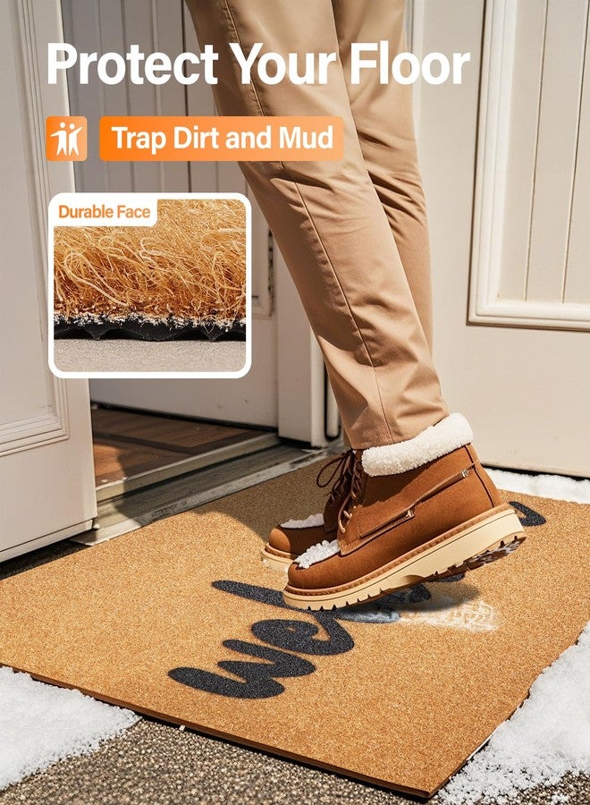 SAKSUN Front Door Mat Outside Entrance: Welcome Mat Faux Coir Doormat 36''x 24'' Waterproof Non-Slip Dirt Trapper Back Doormat - Fall Door Mat Ultra-Thin Washable Outdoor Doormat - Home Decorations - Image 3