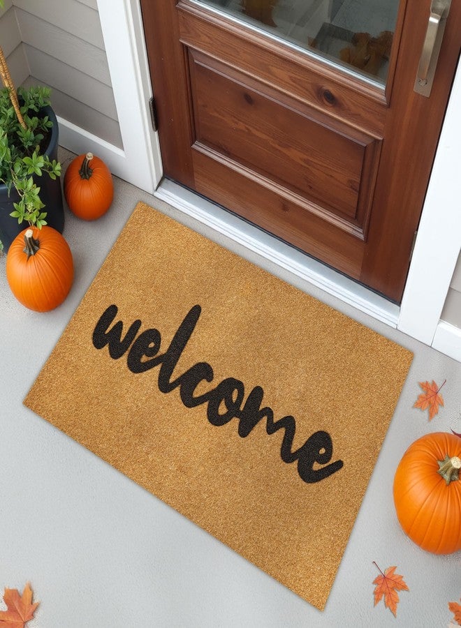 SAKSUN Front Door Mat Outside Entrance: Welcome Mat Faux Coir Doormat 36''x 24'' Waterproof Non-Slip Dirt Trapper Back Doormat - Fall Door Mat Ultra-Thin Washable Outdoor Doormat - Home Decorations - Image 1