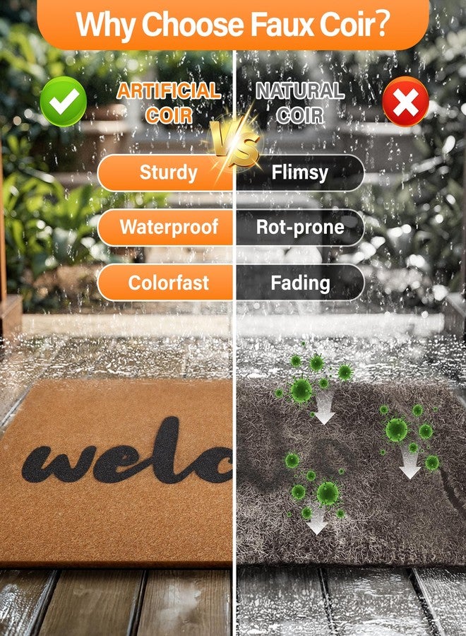 SAKSUN Front Door Mat Outside Entrance: Welcome Mat Faux Coir Doormat 36''x 24'' Waterproof Non-Slip Dirt Trapper Back Doormat - Fall Door Mat Ultra-Thin Washable Outdoor Doormat - Home Decorations - Image 4