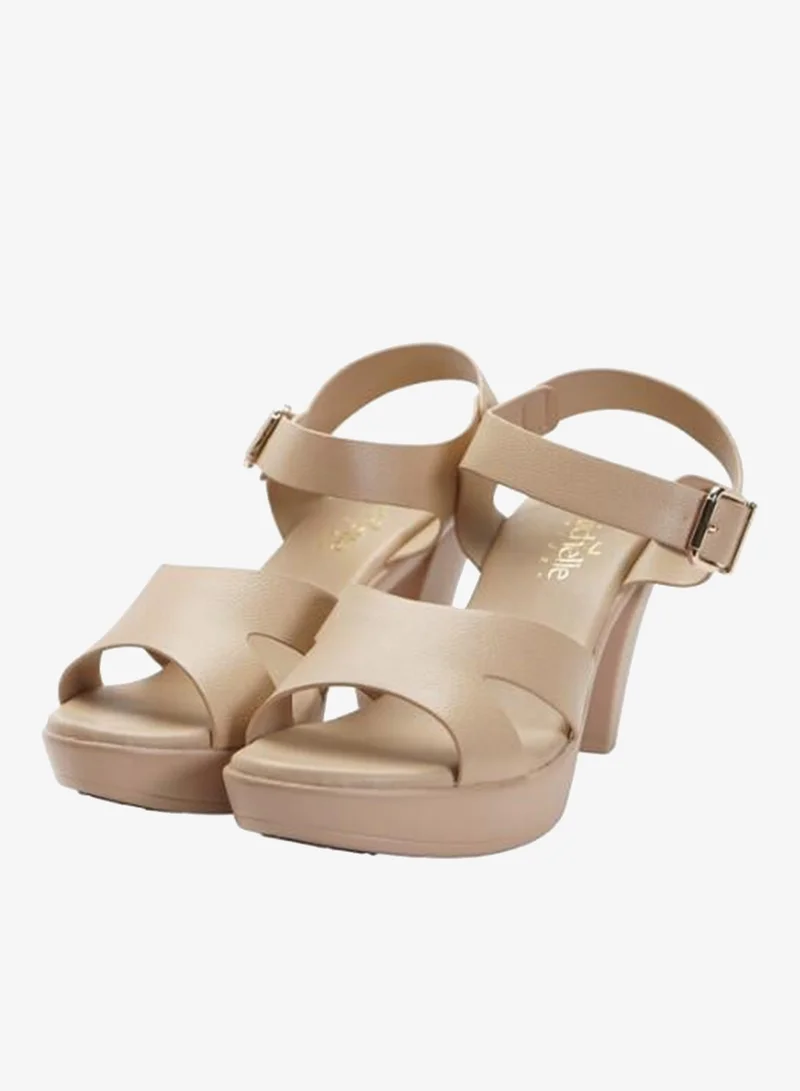 Michelle Morgan Beige 092-3067 Michelle Morgan Ladies High Heel Backstrap Sandals 514RL519 Beige for Women | Best Price UAE