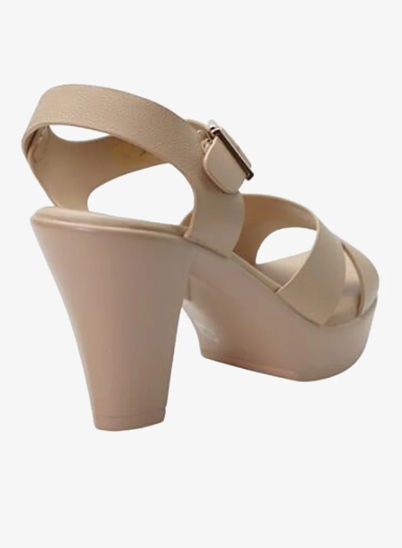 Michelle Morgan Beige 092-3067 Michelle Morgan Ladies High Heel Backstrap Sandals 514RL519 Beige for Women | Best Price UAE