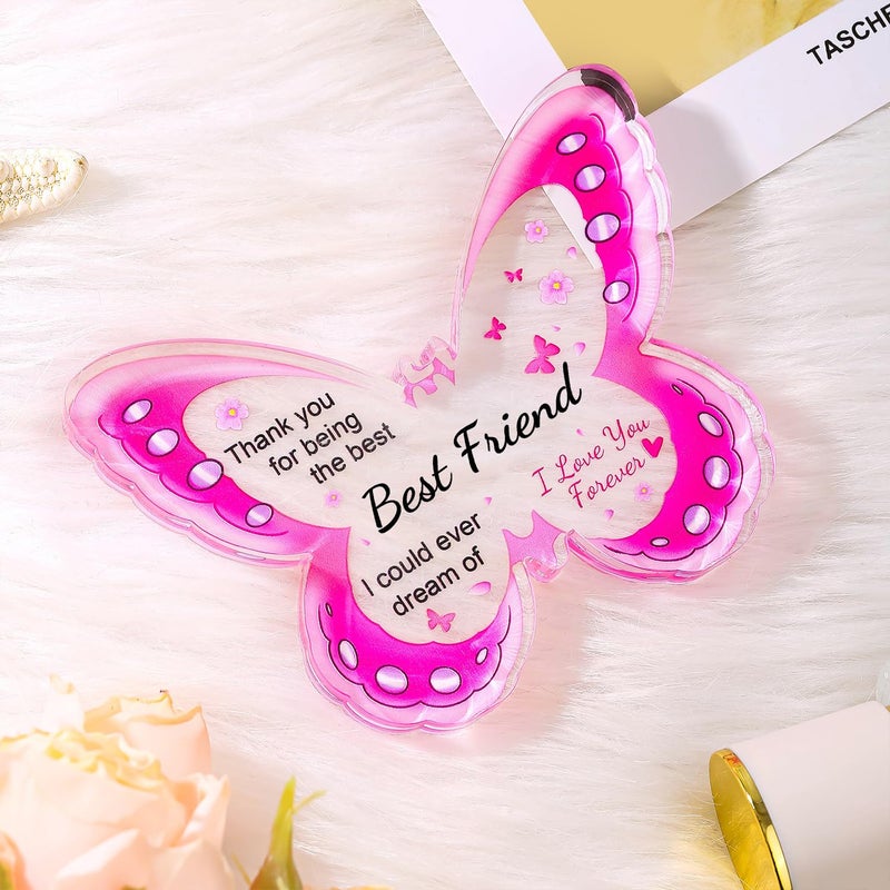 ilifemate Birthday Gifts for Women  Best Friend Friendship Birthday Gifts for Women Christmas Ideas Funny Friends  Unique Best Bestie Special Decorations - Acrylic Butterfly Plaque 4.33 x 3.26 x 0.47 inch - Image 3