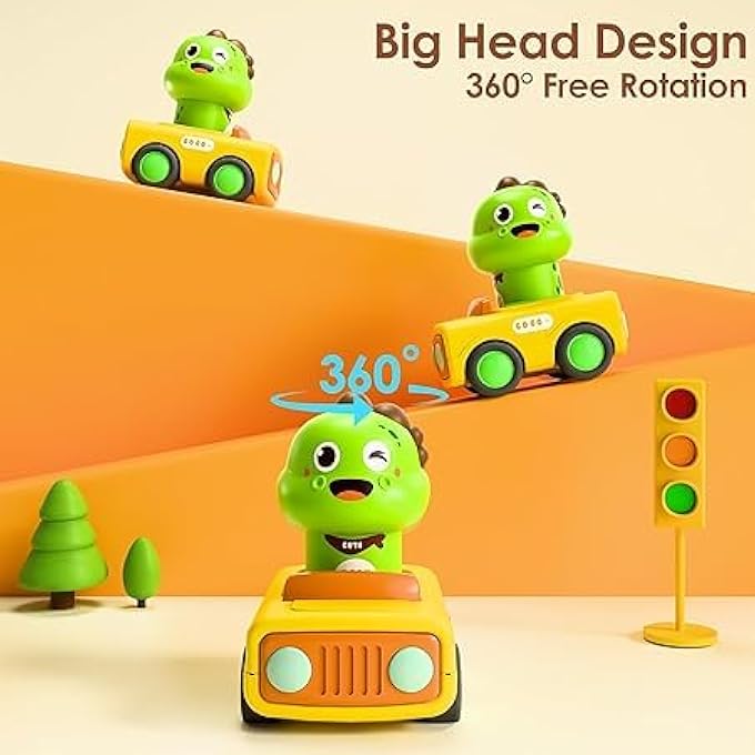 3PACK PRESS GO CAR TOYS, FRICTION VEHICLE TOYS, INFANT PLAY CAR SET, 1ST BIRTHDAY GIFT EASTER STUFFER FOR 6-36 MONTH OLD BOY KID (4 COLORS MIXED) - Image 3