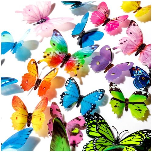 ZAUGONTW 240Pcs 3D Colorful Butterfly Wall Stickers, Butterfly Wall Decals, Removable Butterflies DIY Art Decor Crafts for Party Offices Bedroom Room Sticker Set - Image 2