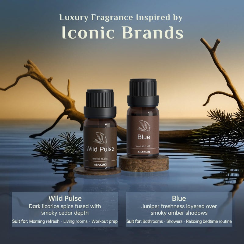 ASAKUKI Men Essential Oils Set for Diffuser, Valentine's Day Gift for Menâ€“ 6Ã—10ml Cologne-Inspired Unisex Fragrance Oils for Diffusers â€“ Elegant, Clean, and Confident Scents - Image 3