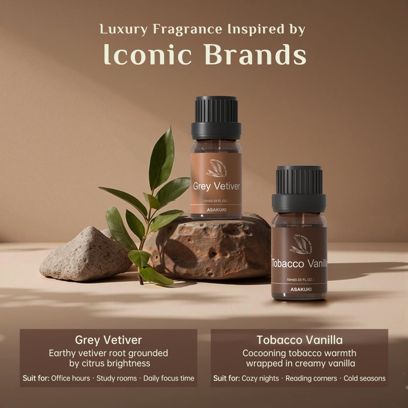 ASAKUKI Men Essential Oils Set for Diffuser, Valentine's Day Gift for Menâ€“ 6Ã—10ml Cologne-Inspired Unisex Fragrance Oils for Diffusers â€“ Elegant, Clean, and Confident Scents - Image 4