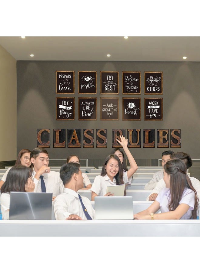 Clabby 20 Pieces Classroom Bulletin Board Posters Class Rules Letter Motivational Quote Wall Poster Set Class Inspirational Decors Rustic Poster Decoration (12 x 10 Inch, 10 x 8 Inch, Bright Style) - Image 5