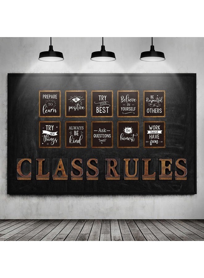 Clabby 20 Pieces Classroom Bulletin Board Posters Class Rules Letter Motivational Quote Wall Poster Set Class Inspirational Decors Rustic Poster Decoration (12 x 10 Inch, 10 x 8 Inch, Bright Style) - Image 1
