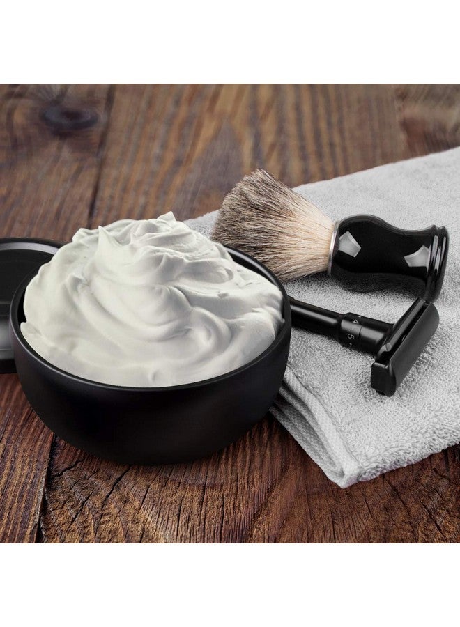 QSHAVE Stainless Steel Shaving Bowl With Lid 4 Inch Diameter Large Deep Size Matte Black Chrome Coating - Image 5