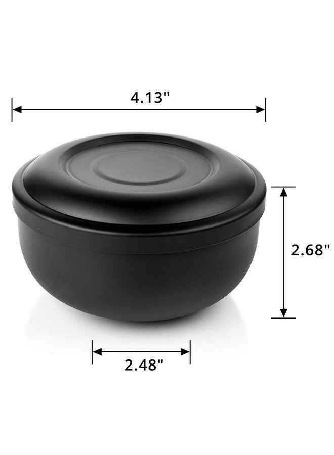 QSHAVE Stainless Steel Shaving Bowl With Lid 4 Inch Diameter Large Deep Size Matte Black Chrome Coating - Image 2
