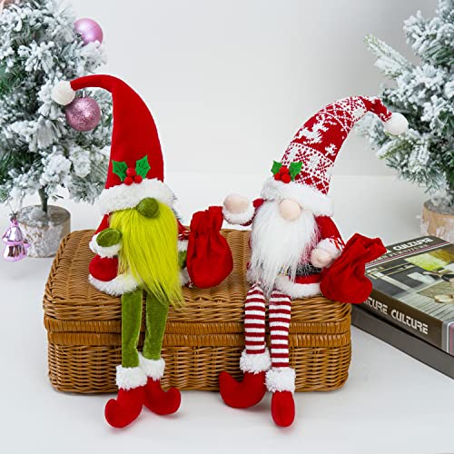 BWFY 2PCS Christmas Gnomes Decorations for Home Holiday Party Gifts Elf Santa Gnome Ornaments Tiered Tray Decor - Image 5
