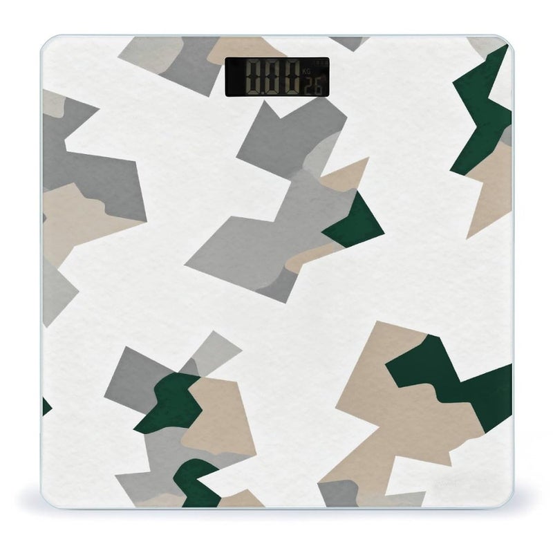 Camouflage White Weight Scale Household High Precision Digital Body Scale Cute Compact Slim Bathroom Scale Sleek Modern Personal Body Weighing Machine for Bedroom Kitchen and Bathroom - Image 1