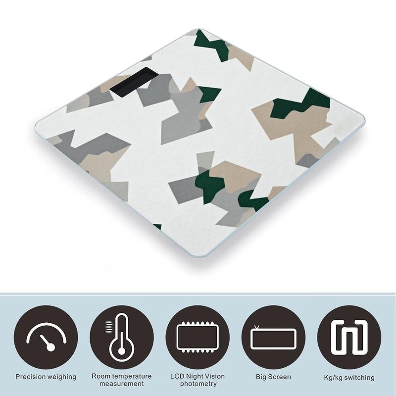 Camouflage White Weight Scale Household High Precision Digital Body Scale Cute Compact Slim Bathroom Scale Sleek Modern Personal Body Weighing Machine for Bedroom Kitchen and Bathroom - Image 3