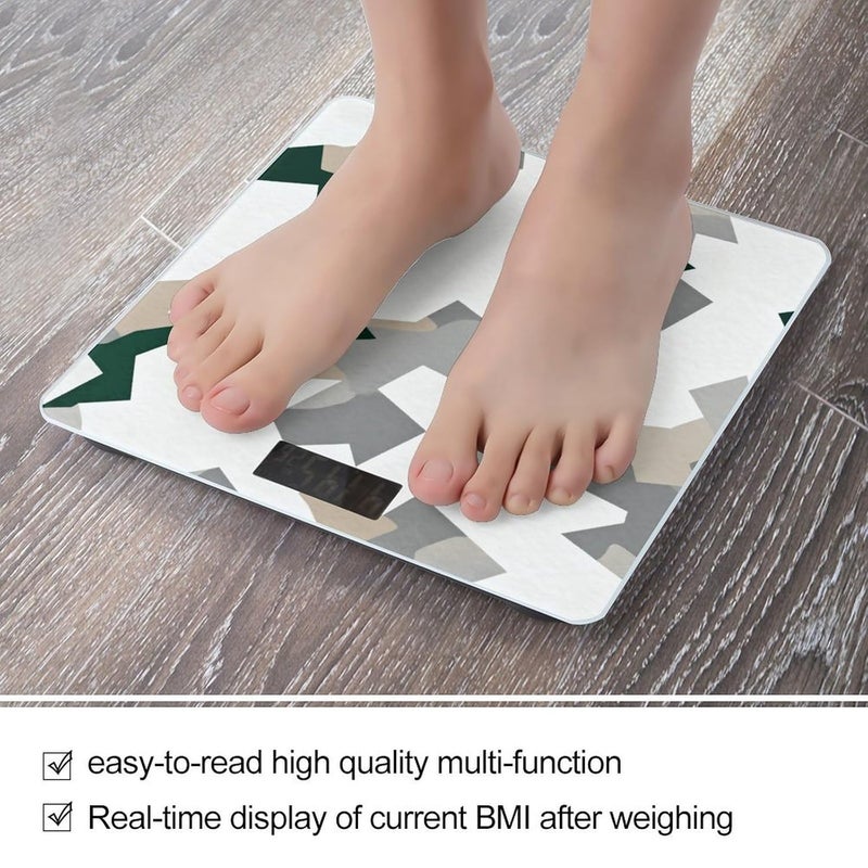 Camouflage White Weight Scale Household High Precision Digital Body Scale Cute Compact Slim Bathroom Scale Sleek Modern Personal Body Weighing Machine for Bedroom Kitchen and Bathroom - Image 5