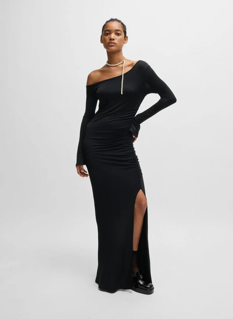 HUGO Off-the-shoulder dress in stretch crepe