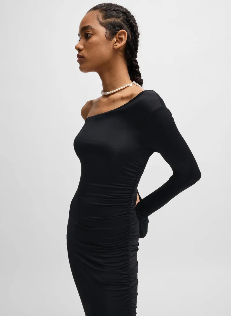 HUGO Off-the-shoulder dress in stretch crepe