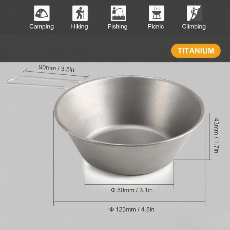 Titanium Bowl 4 Inches Ultra Light Corrosion-Resistant Camping Bowl - Foldable Stay-Open Handle Backpacking Bowl for Camping Hiking Backpacking Picnic Everyday Use - Image 3