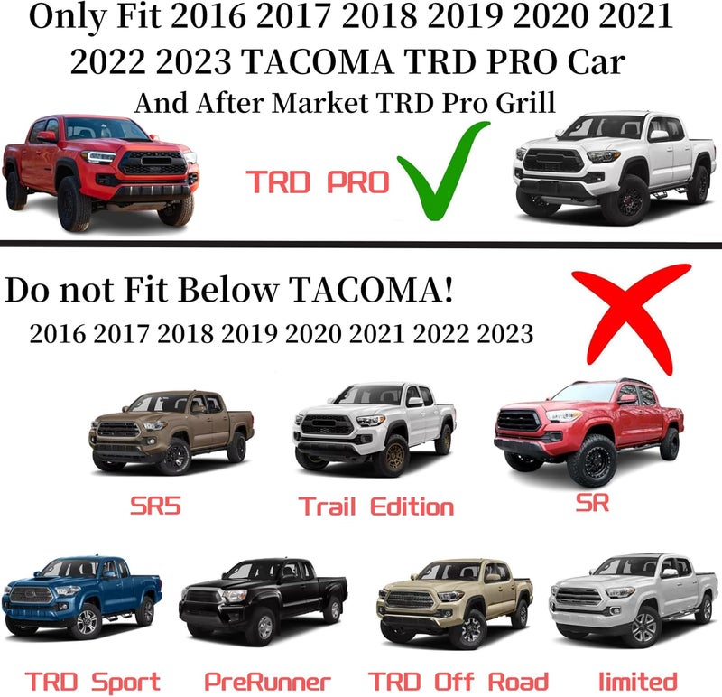 BreTrewri Upgrade 5pcs LED Grill Lights for Toyota Tacoma 2015-2023 TRD Pro - Image 3