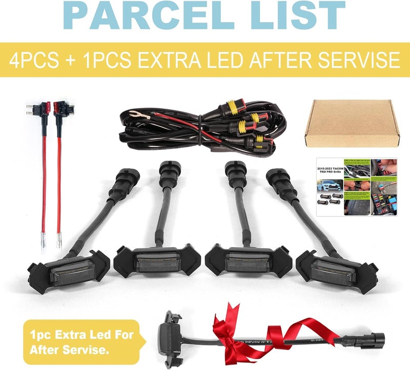 BreTrewri Upgrade 5pcs LED Grill Lights for Toyota Tacoma 2015-2023 TRD Pro - Image 4