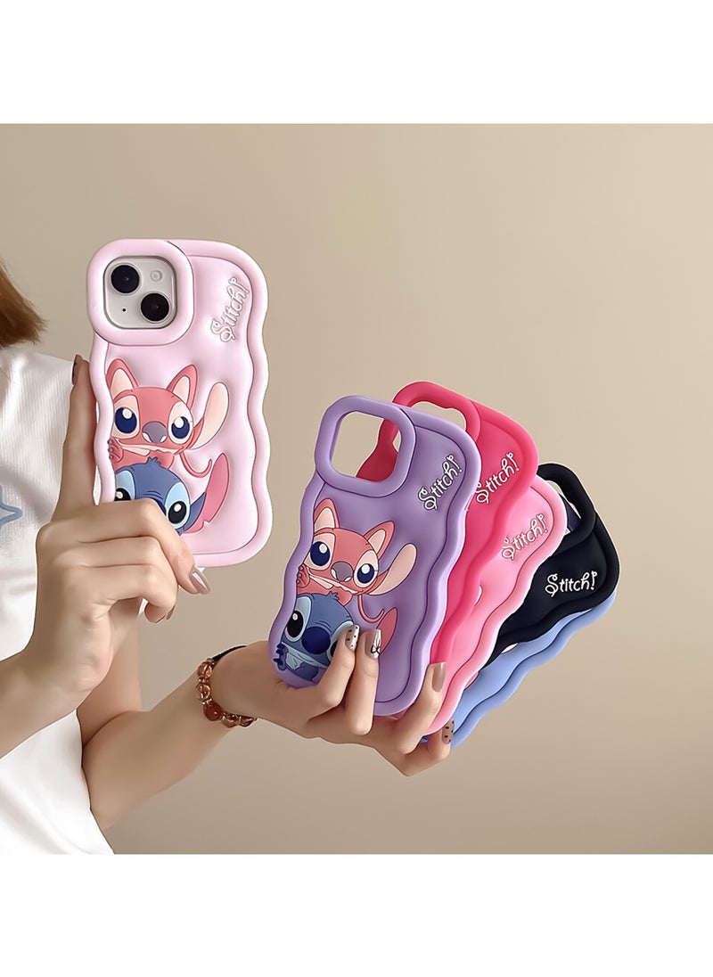 ماركة غير محددة - حافظة هاتف Lilo and Stitch Cartoon ثلاثية الأبعاد من السيليكون الناعم المموج لهاتف Oppo Reno 10 5G/Reno 10 Pro 5G (أسود) - Image 1