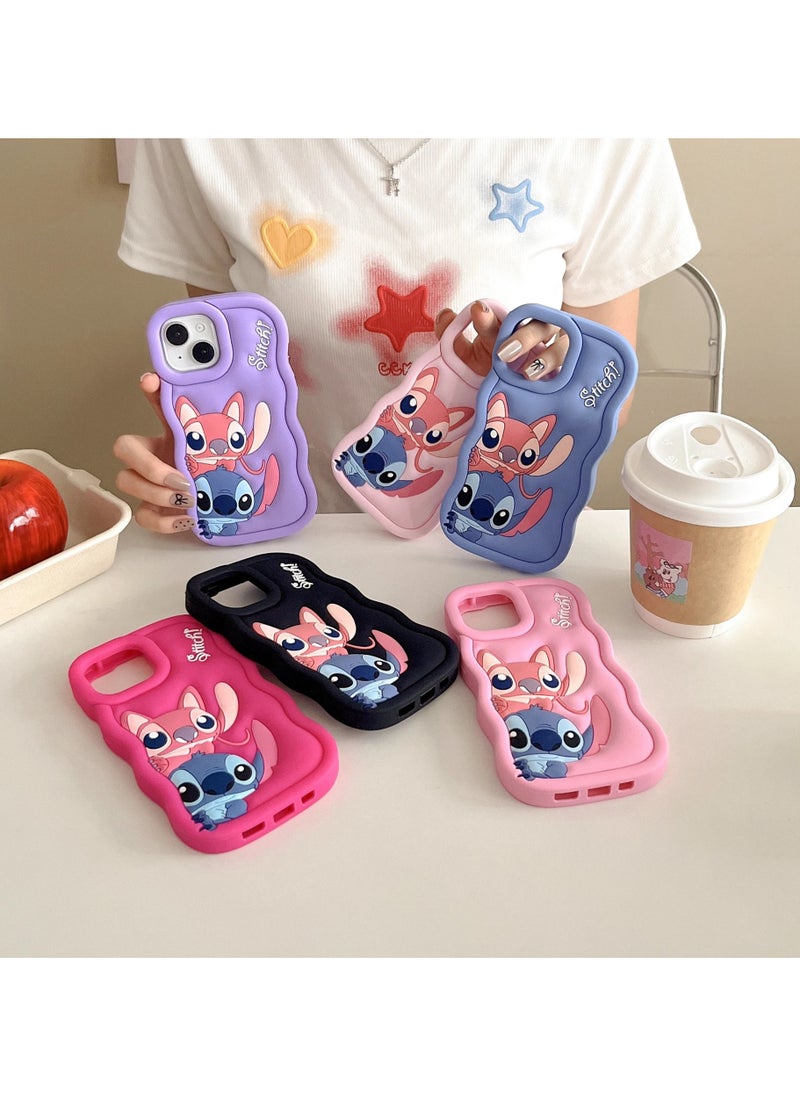 ماركة غير محددة - حافظة هاتف Lilo and Stitch Cartoon ثلاثية الأبعاد من السيليكون الناعم المموج لهاتف Oppo Reno 10 5G/Reno 10 Pro 5G (أسود) - Image 1