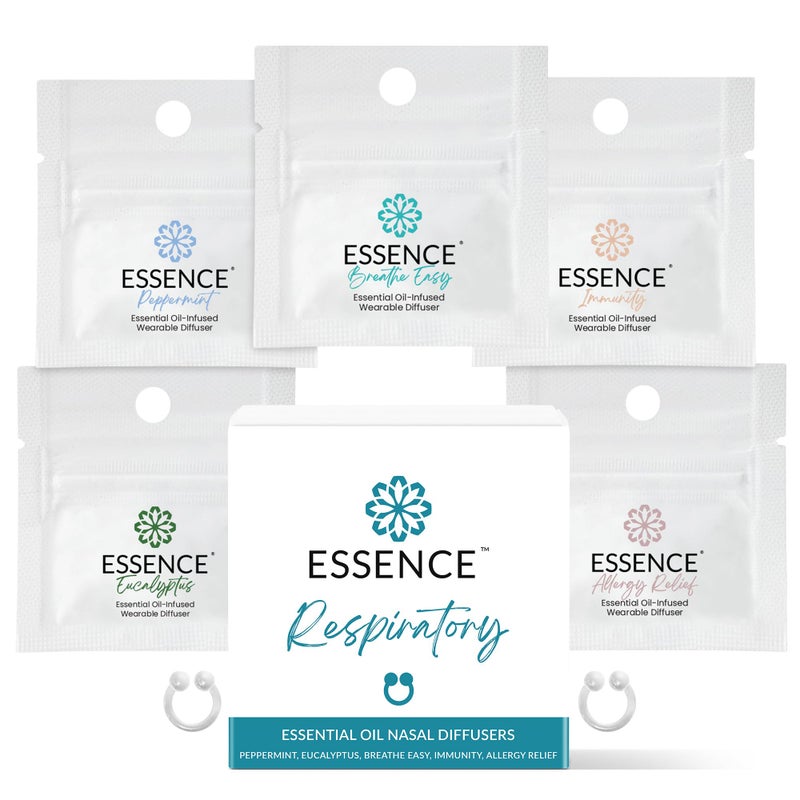 HON Essence Nasal Diffuser Respiratory Bundle Essential Oil Silicone Nose Rings for Sinus Relief Congestion Seasonal Breathing Support Wearable Aromatherapy for Cold Allergy Symptoms 