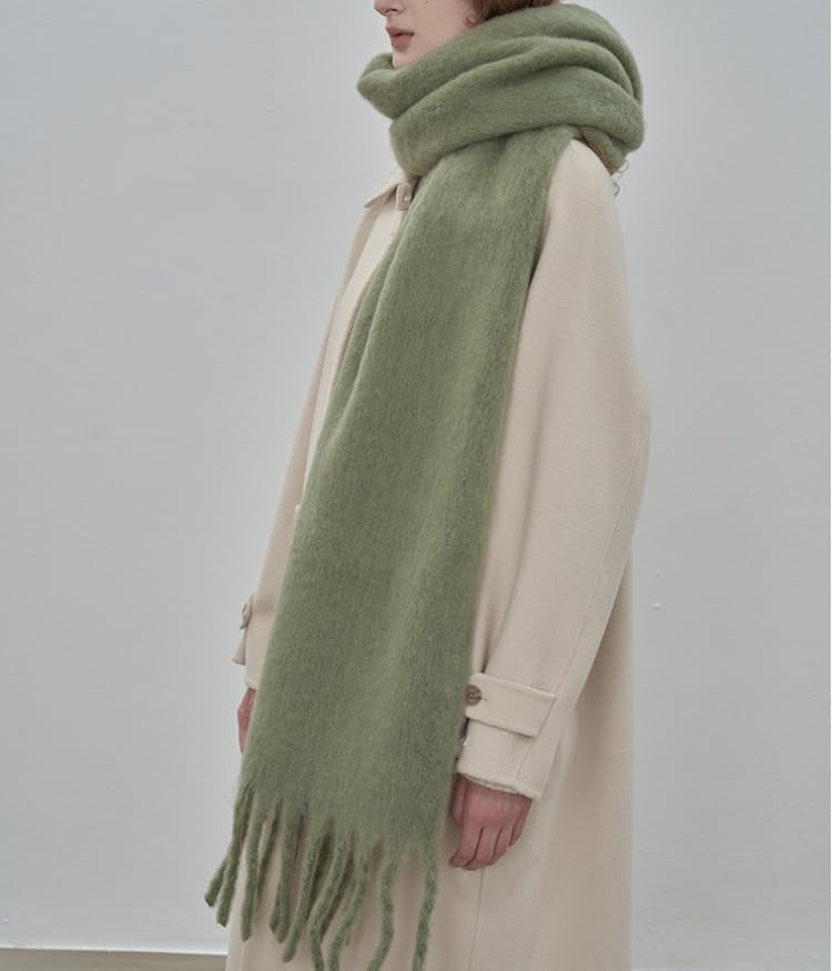 MININAI Women Chunky Scarf, Soft Warm Winter Scarf for Cold Weather, Christmas Blanket Scarves Pashmina Shawl Wrap (Sage) - Image 3