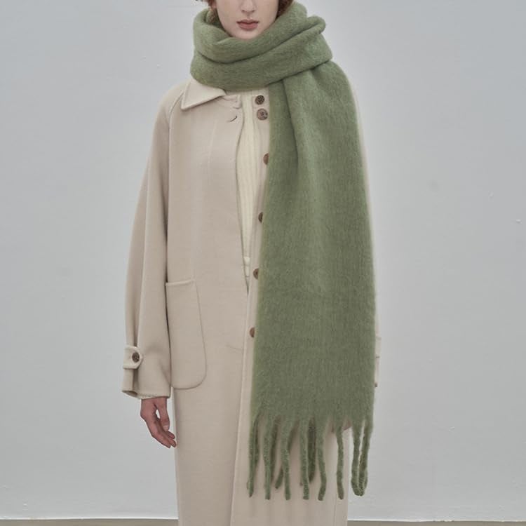 MININAI Women Chunky Scarf, Soft Warm Winter Scarf for Cold Weather, Christmas Blanket Scarves Pashmina Shawl Wrap (Sage) - Image 2