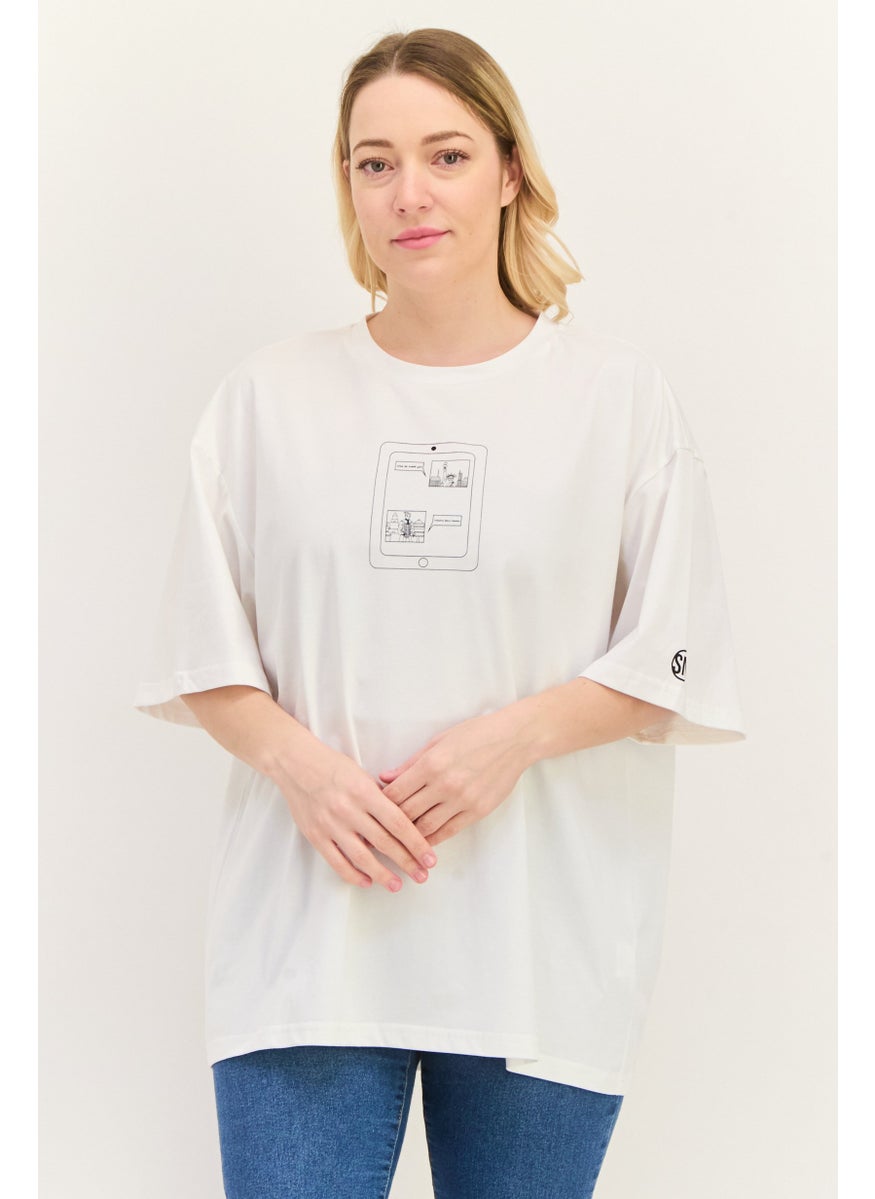 STEVE MADDEN - Women Crew Neck Short Sleeves Graphic Print T-Shirt, White - Image 1