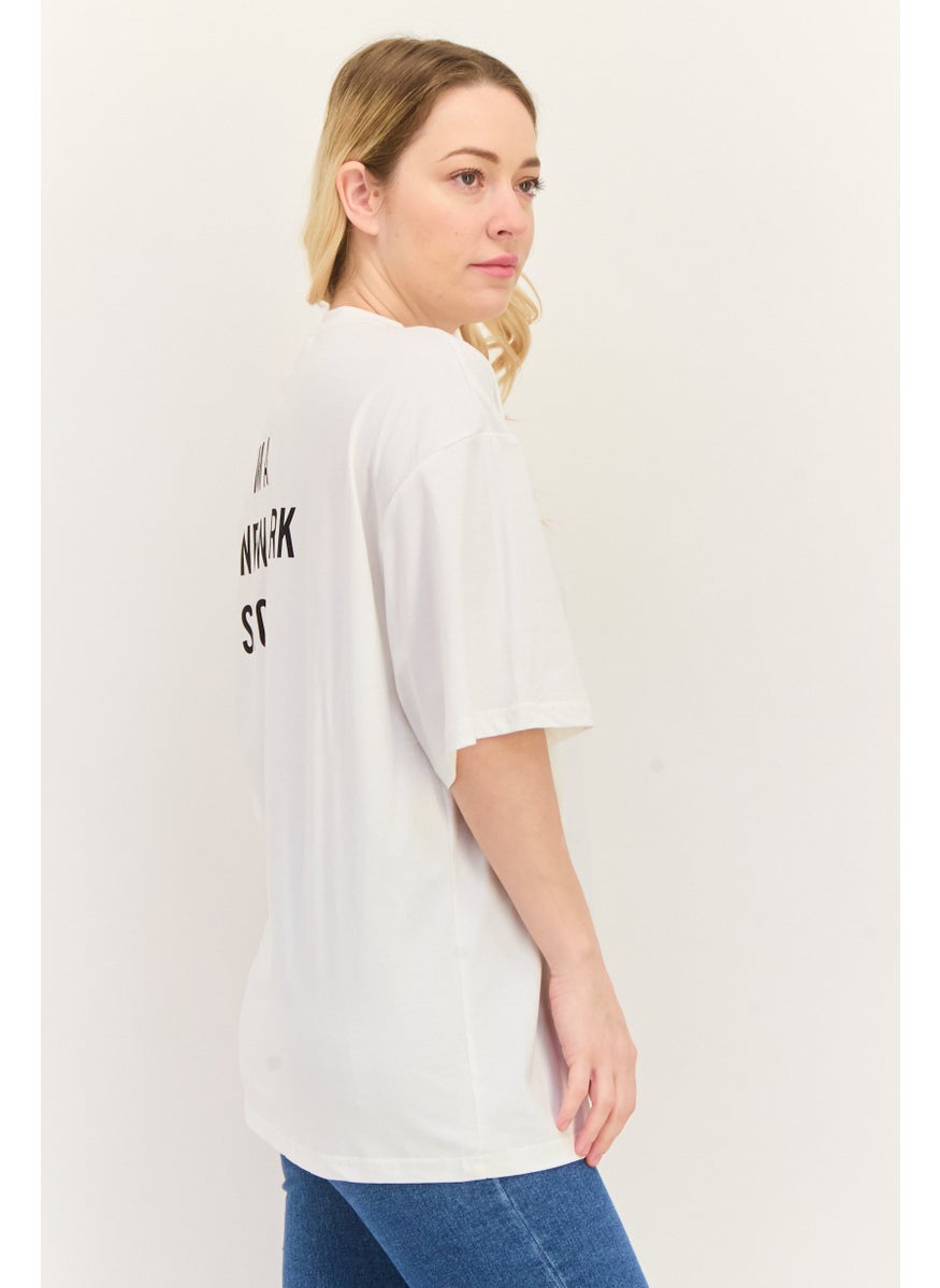 STEVE MADDEN - Women Crew Neck Short Sleeves Graphic Print T-Shirt, White - Image 1
