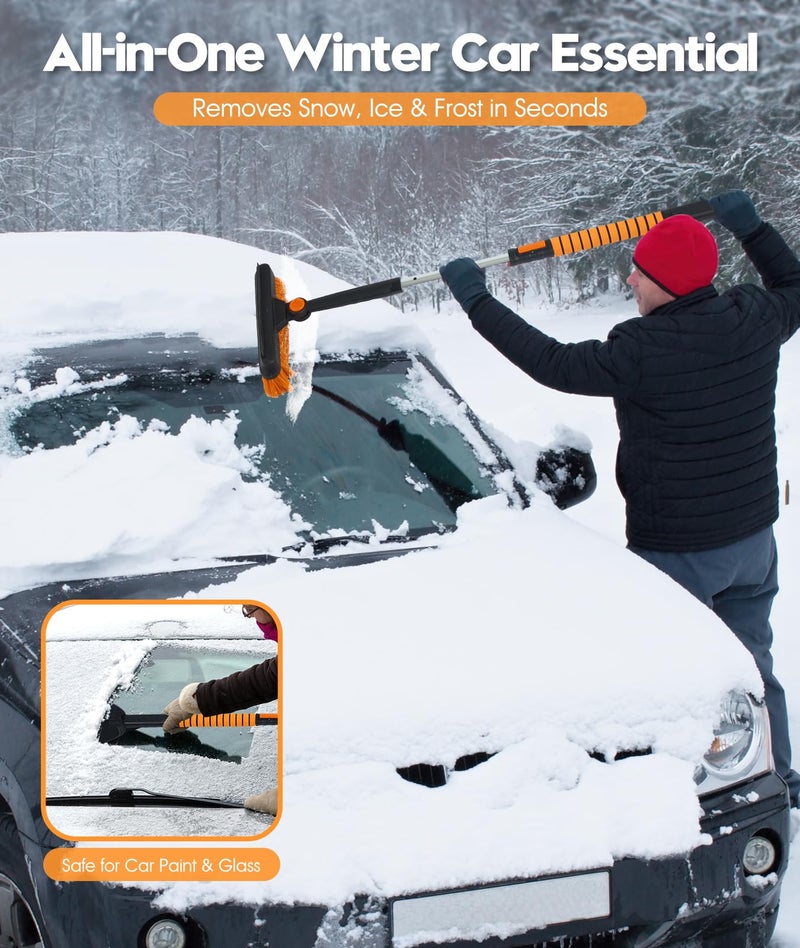 Irosiy 5-in-1 Car Snow Brush Snow Scraper for Car- Snow Brush for Car, Truck, SUV - Heavy Duty Aluminum Alloy (60in Extended) - Image 3
