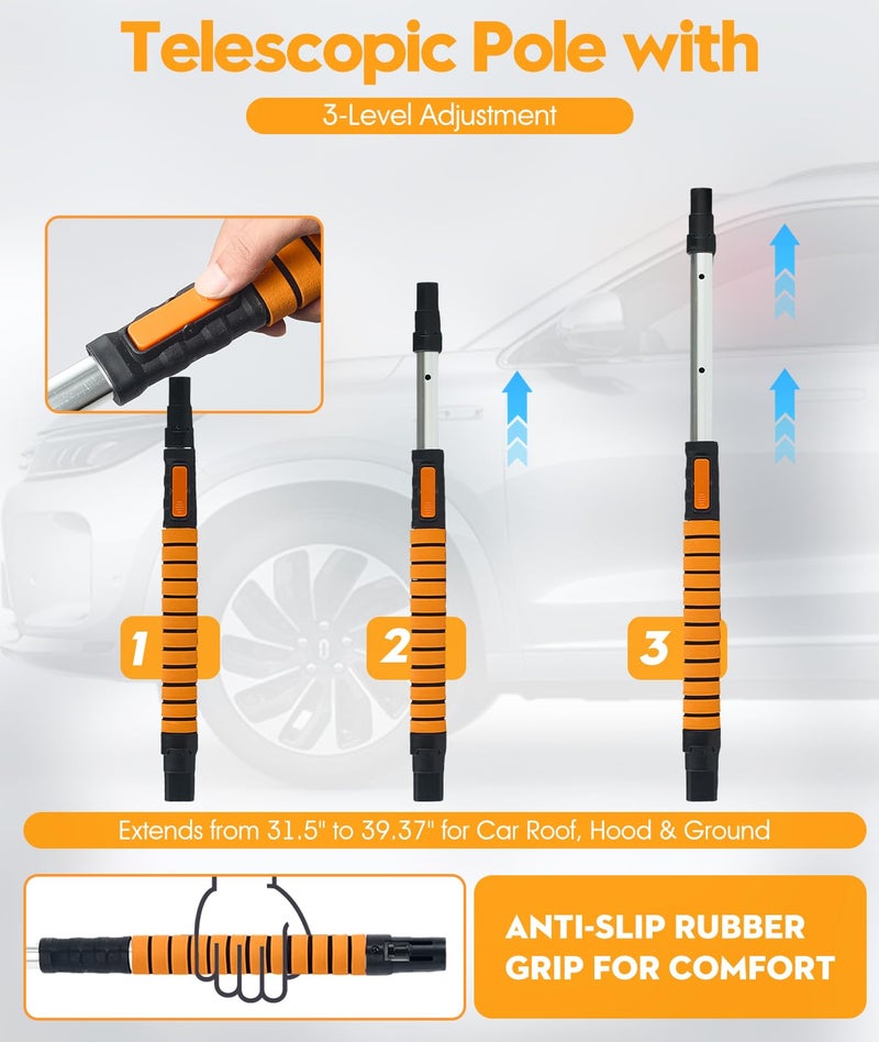 Irosiy 5-in-1 Car Snow Brush Snow Scraper for Car- Snow Brush for Car, Truck, SUV - Heavy Duty Aluminum Alloy (60in Extended) - Image 5