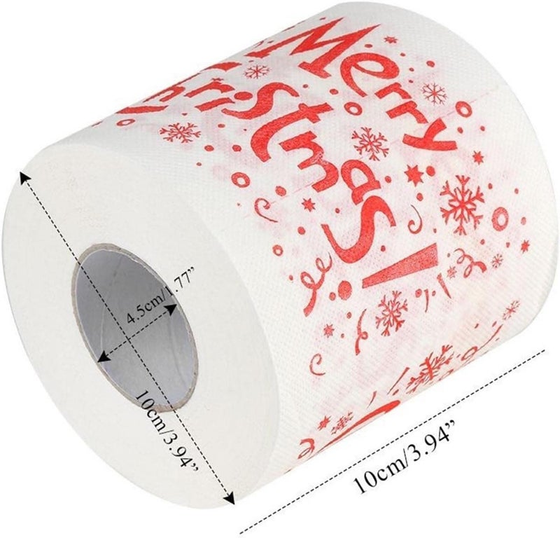 comfrt Rolls Christmas Toilet Paper Decorations, Christmas Tree and Santa Claus Printed Tissue Napkins for Xmas Gift, Santa Claus Bath Toilet Roll Paper Christmas Supplies Xmas Decor (4PCS-F) - Image 5