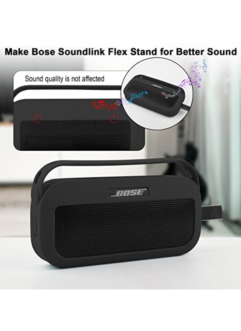 Generic Silicone Case Cover for Bose SoundLink Flex Portable Speaker Travel Protective Carrying Pouch (Black Case)  - Image 3