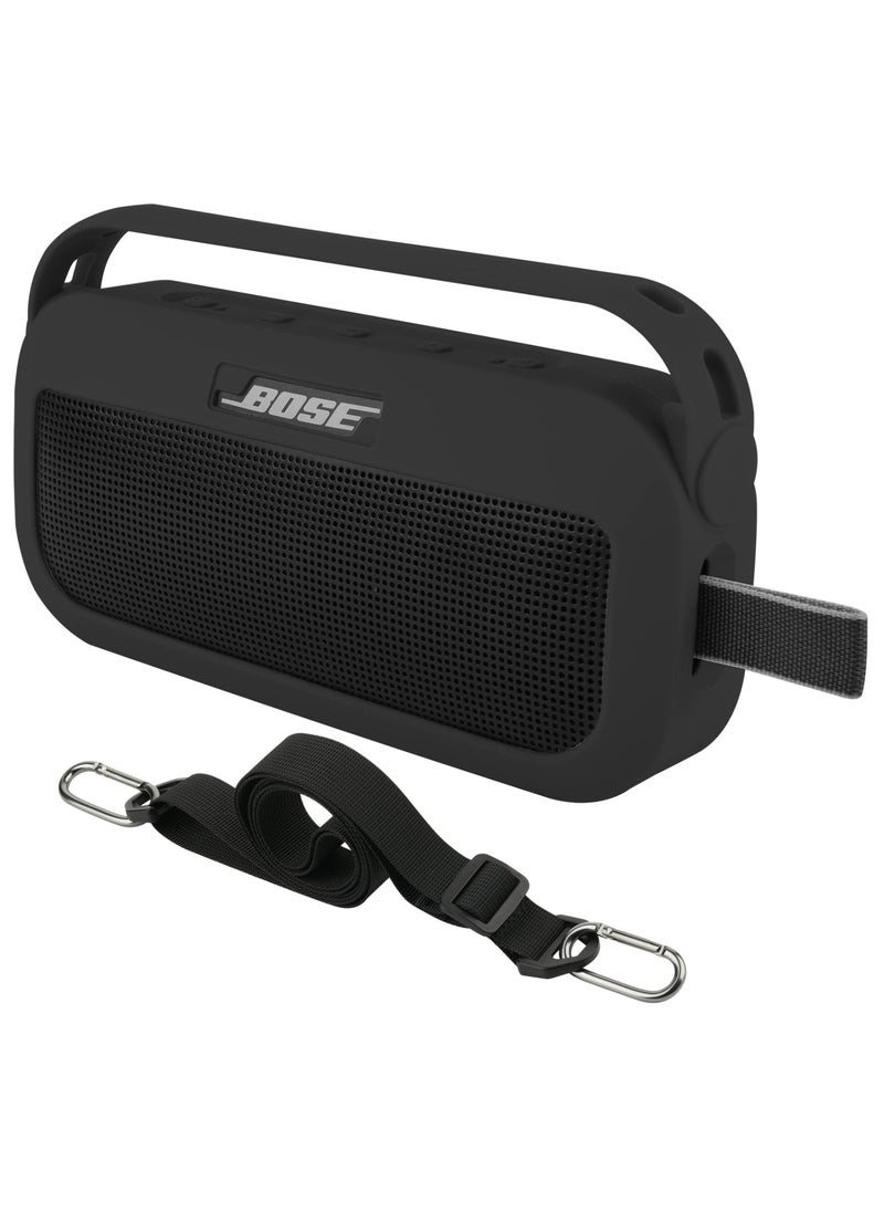 Generic Silicone Case Cover for Bose SoundLink Flex Portable Speaker Travel Protective Carrying Pouch (Black Case)  - Image 1